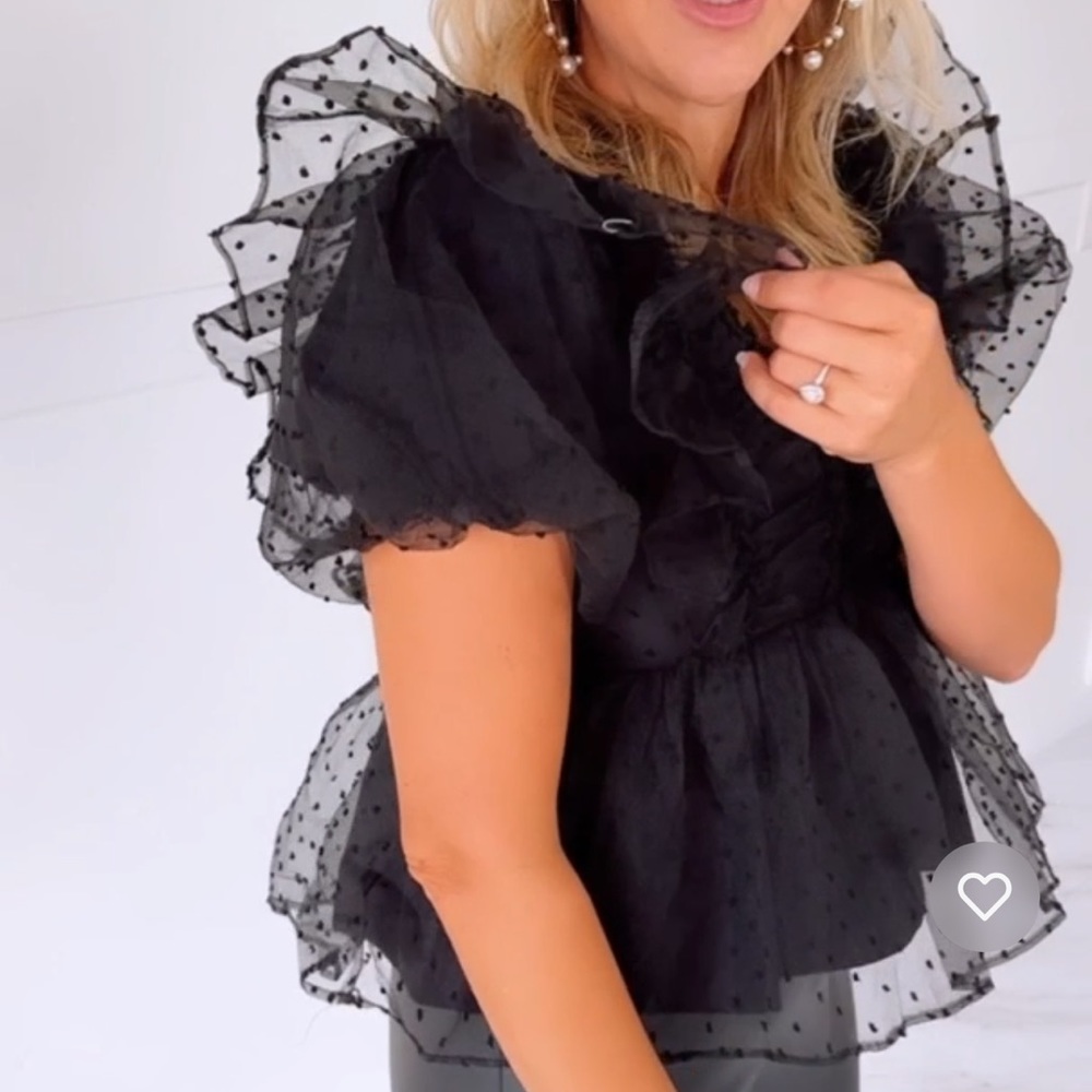 Swiss Dot Peplum Top - image 3